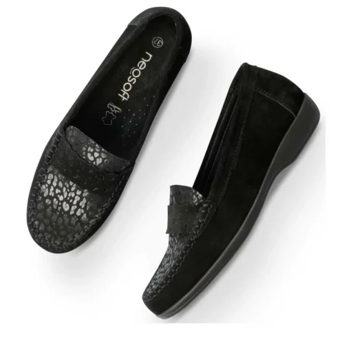 Mocassins ZWART NEOSOFT DAMES LEER